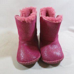 Uggs Sheepskin Pink Leather Boots Girls 4/5
